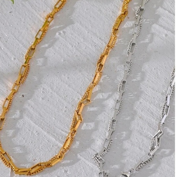 New Gold Rectangle Woven Chain Necklace - Picture 8 of 10